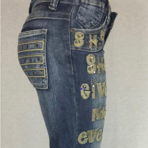 Fancy Indigo Blue Stone washed, boot cut, stretch, low rise, women’s jeans. - Picture 2 of 13